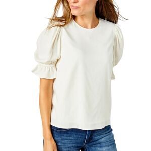 Cartolina Nantucket Connie Anne White Blouse Gardenia Linen Blend Medium New